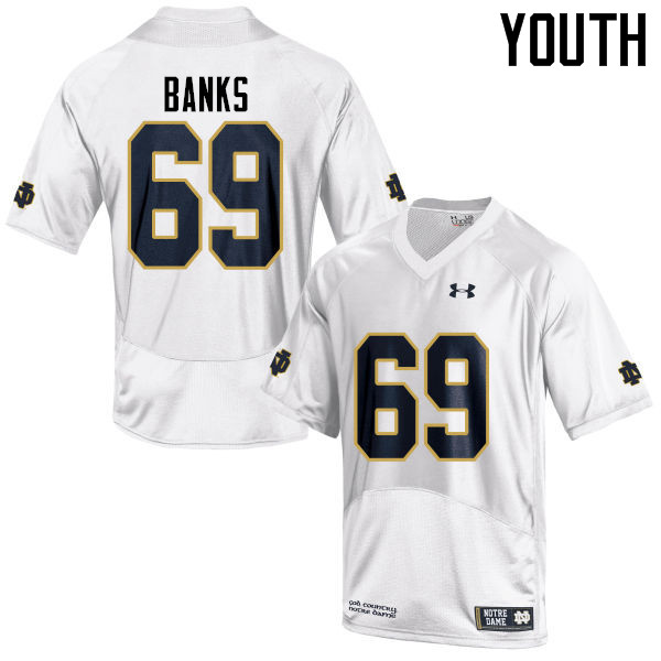 Youth #69 Aaron Banks Notre Dame Fighting Irish College Football Jerseys-White - Click Image to Close